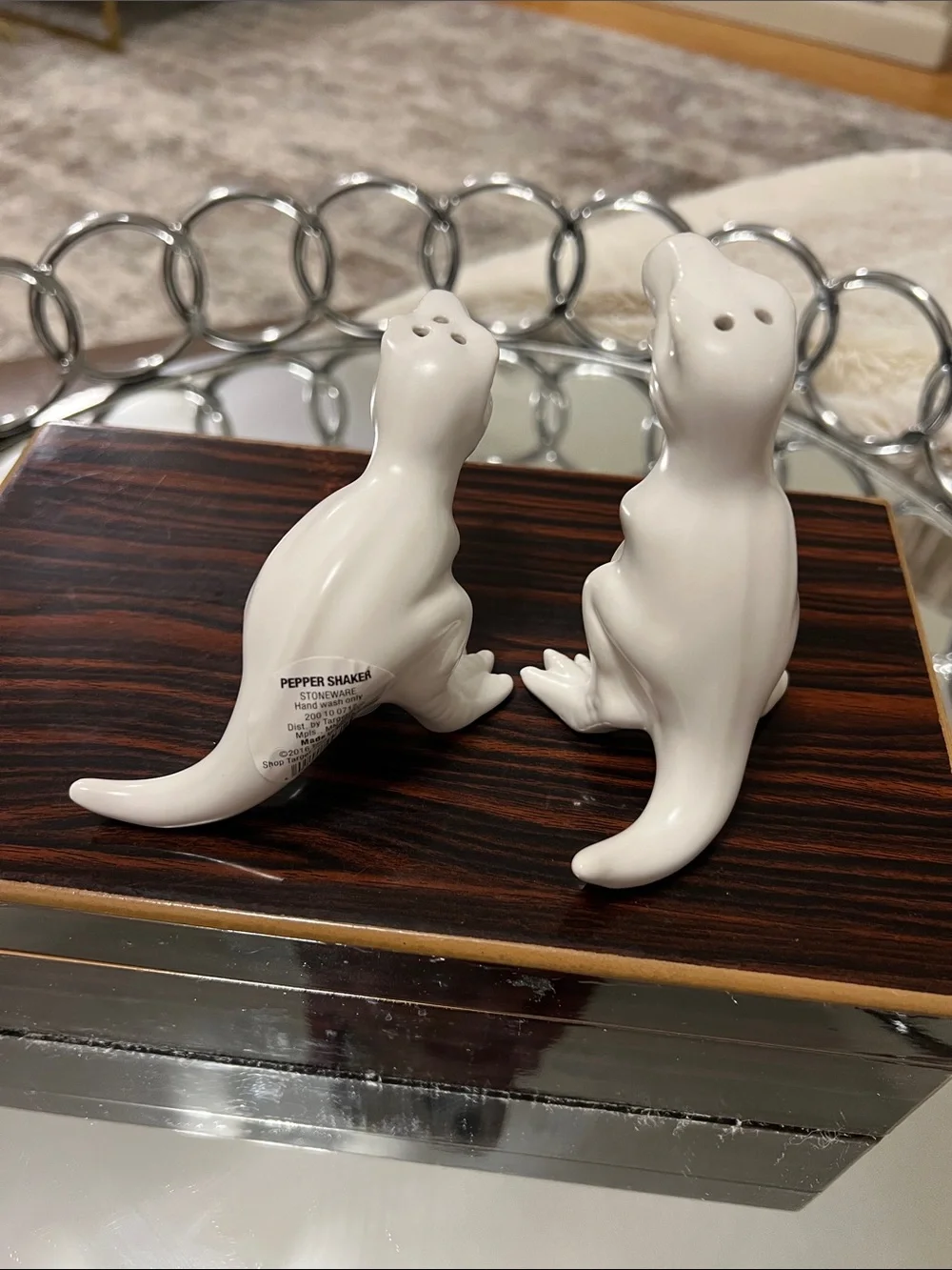 White Ceramic Dinosaur Salt and Pepper Shaker Set - Home Accents